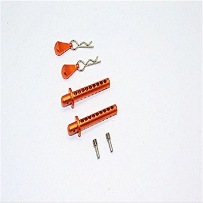 Axial SMT10 MAX-D Upgrade Parts (AX90057) Aluminum Front/Rear Body Post With Clip & Mount - 1 Set Orange