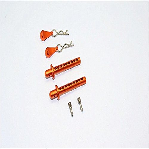 Axial SMT10 MAX-D Upgrade Parts (AX90057) Aluminum Front/Rear Body Post With Clip & Mount - 1 Set Orange
