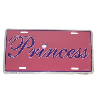 AES Pretty Pink Princess 6"x12" License metal Plate Sign
