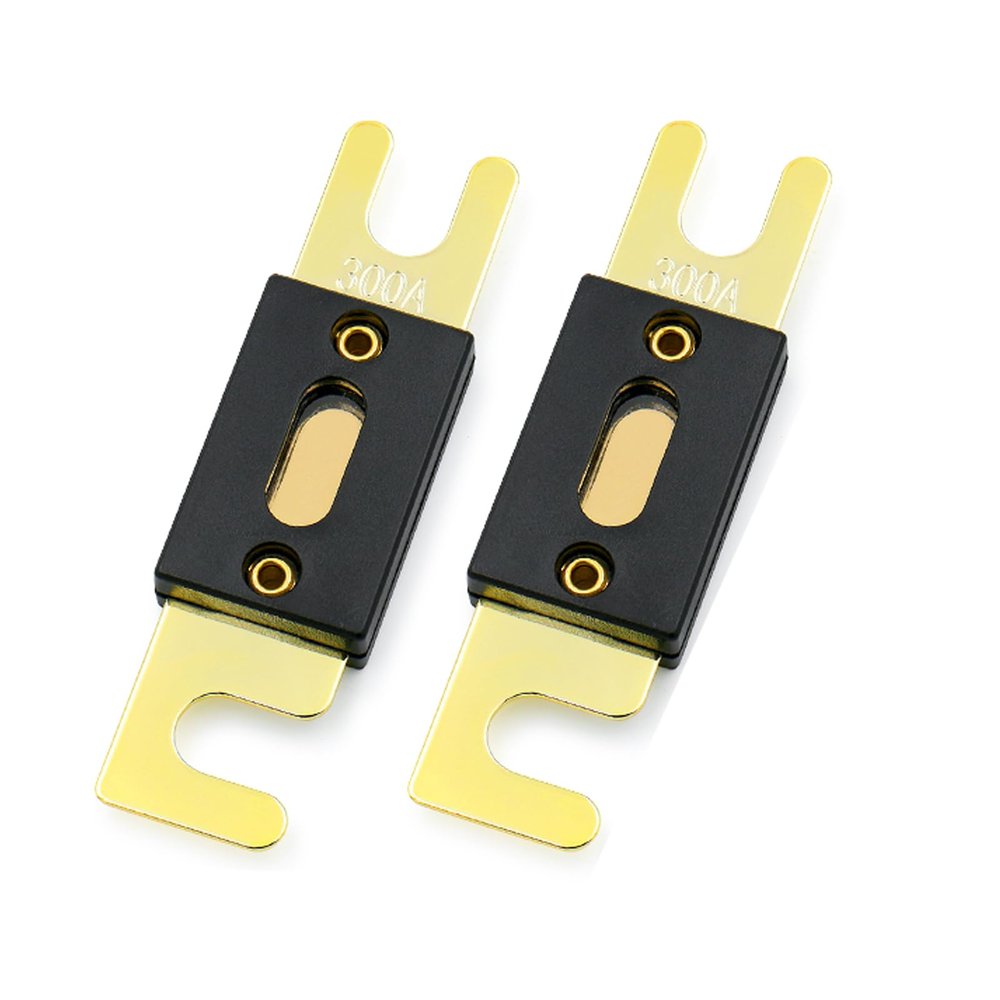 Baomain 2-Pack 300A ANL Fuse Bulk Value Pack with Gold-Plated Terminals for Car Audio, Amplifier, Truck, Boat, RV - 12V/24V Circuit Protection