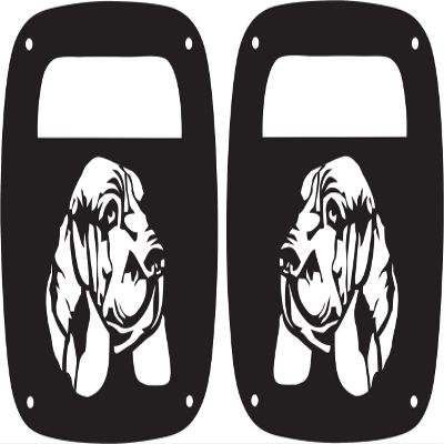 JeepTails Bloodhound Dog Tail lamp Light Covers Compatible with Jeep CJ or YJ and TJ Wranglers - Black - Set of 2