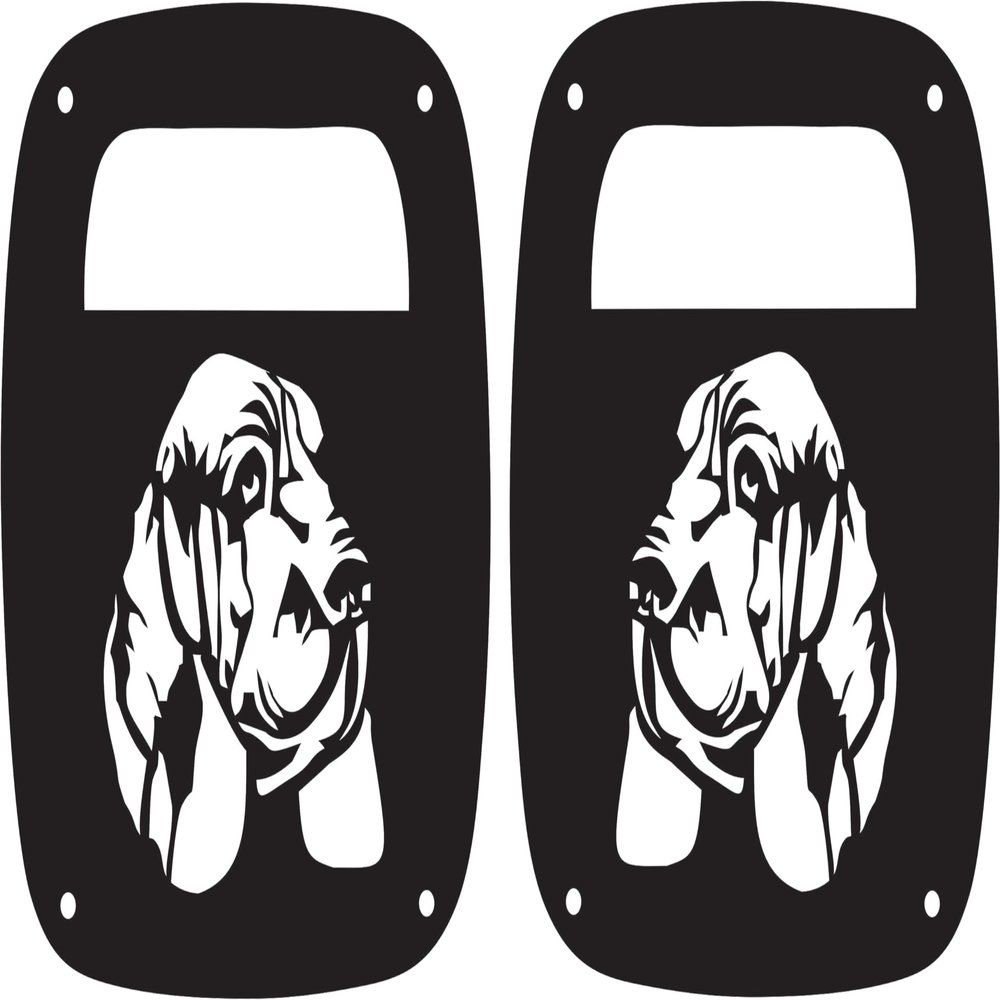 JeepTails Bloodhound Dog Tail lamp Light Covers Compatible with Jeep CJ or YJ and TJ Wranglers - Black - Set of 2