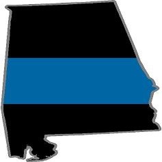 Alabama AL Thin Blue Line Flag State Shape American Flag Law Enforcement Sticker (6" (Longest Side))