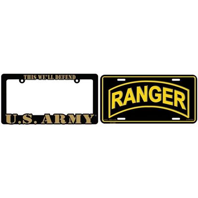 U.S. Army Ranger License Plate with U.S. Army Frame
