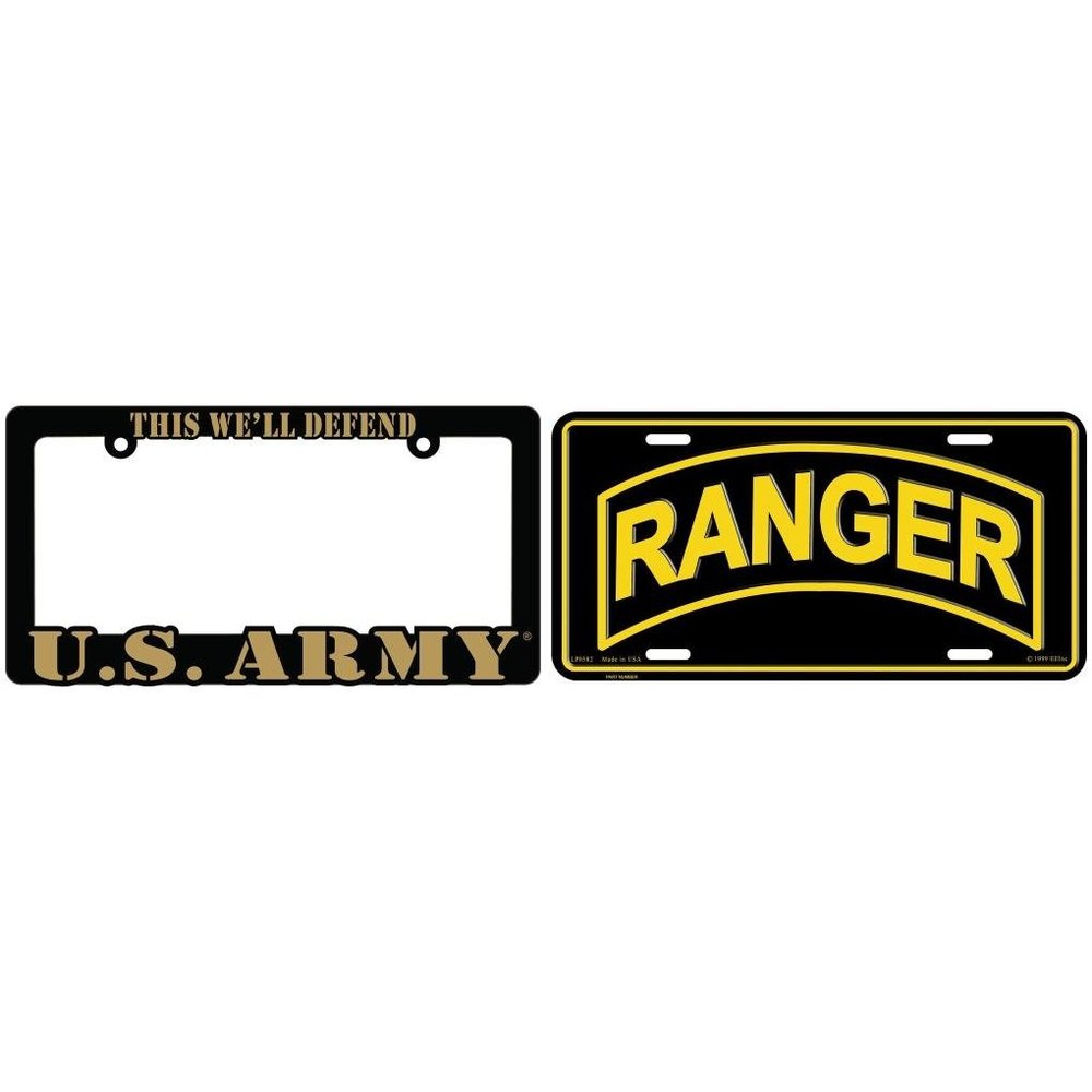 U.S. Army Ranger License Plate with U.S. Army Frame