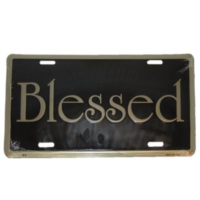 Blessed Black 6"x12" License metal Plate Sign