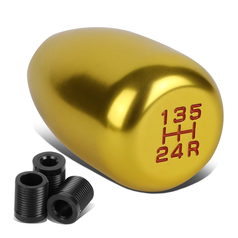 DNA MOTORING Car Gear Shift Knob Type-R Inspired 5-Speed Aluminum Manual Stick Head Shifter Lever with M8 M10 M12 Adapters, Gold, SK-T88-GD
