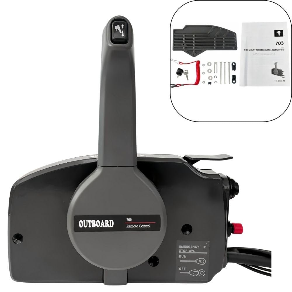 POWEROB TEC Boat Throttle Control 703-48230-14 703-48203-17 703-48203-15 Outboard Remote Control Box Assy 7 Pins Fit for Yamaha Outboards Side Mount Push to Open