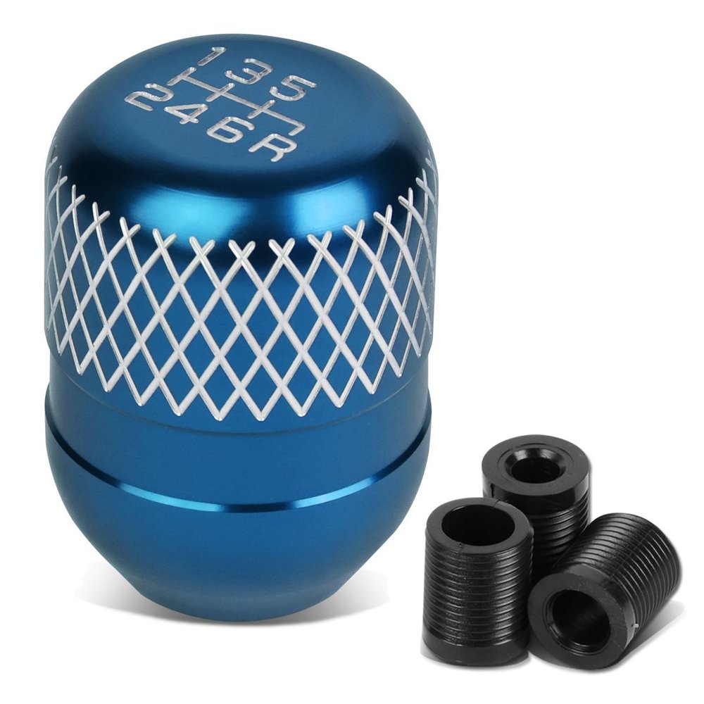 Auto Dynasty Aluminum Netted Style 6-Speed Manual Transmission Stick Shift Knob, Universal Fit, Light Blue