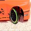 Delrin Drift Tires Of 26mm Width Mount With 6 Spokes Plastic Wheels - 1Pr Set Black+Green view 3