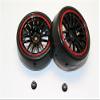 Rubber Slick Tires Of 26mm Width Mount With 7 Spokes Plastic Wheels - 1Pr Set Black+Red view 1