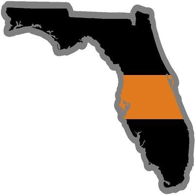 5" Florida Fl Thin Orange Line State Shape American Flag Search and Rescue Sticker