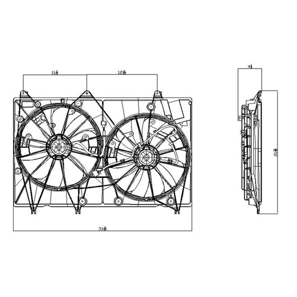CPP Dual Cooling Fan for 2008-2010 Toyota Highlander TO3115155