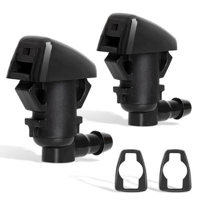 Belleone 2PCS Front Windshield Washer Nozzle Fit for 2008-2012 Jeep Liberty, 2006-2010 Jeep Commander, 2007-2011 Dodge Nitro, Replacement for Part # 55157319AA 4806312AA, Spray Jet Kit