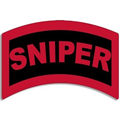 LPF USA Red/Black Sniper Tab Shaped Sticker (Army Military)