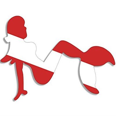 LPF USA Mermaid Shaped Scuba Dive Flag Sticker (Diving Diver)