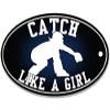 LPF USA Oval Catch Like a Girl Sticker (Softball Baseball Female Catcher) view 1