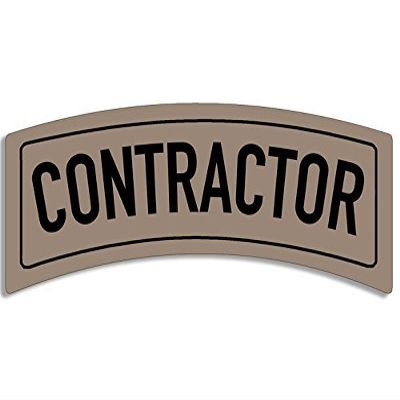 LPF USA Khaki Contractor Tab Shaped Sticker (Army Military)