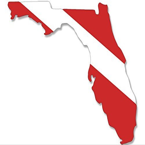 Florida Shaped Scuba Dive Flag Sticker (Diving Florida Decal)