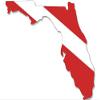 Florida Shaped Scuba Dive Flag Sticker (Diving Florida Decal) view 1