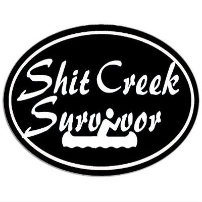 LPF USA Black Oval Shit Creek Survivor Sticker (Funny Canoe Kayak)