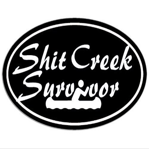LPF USA Black Oval Shit Creek Survivor Sticker (Funny Canoe Kayak)