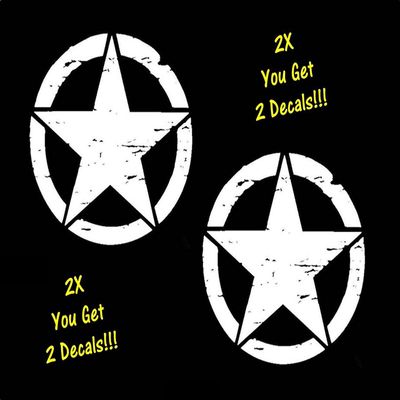 Bluegrass Decals 2-Pack Distressed Stars 5.50 Inches x 5.50 Inches White Vinyl Military Decal Sticker