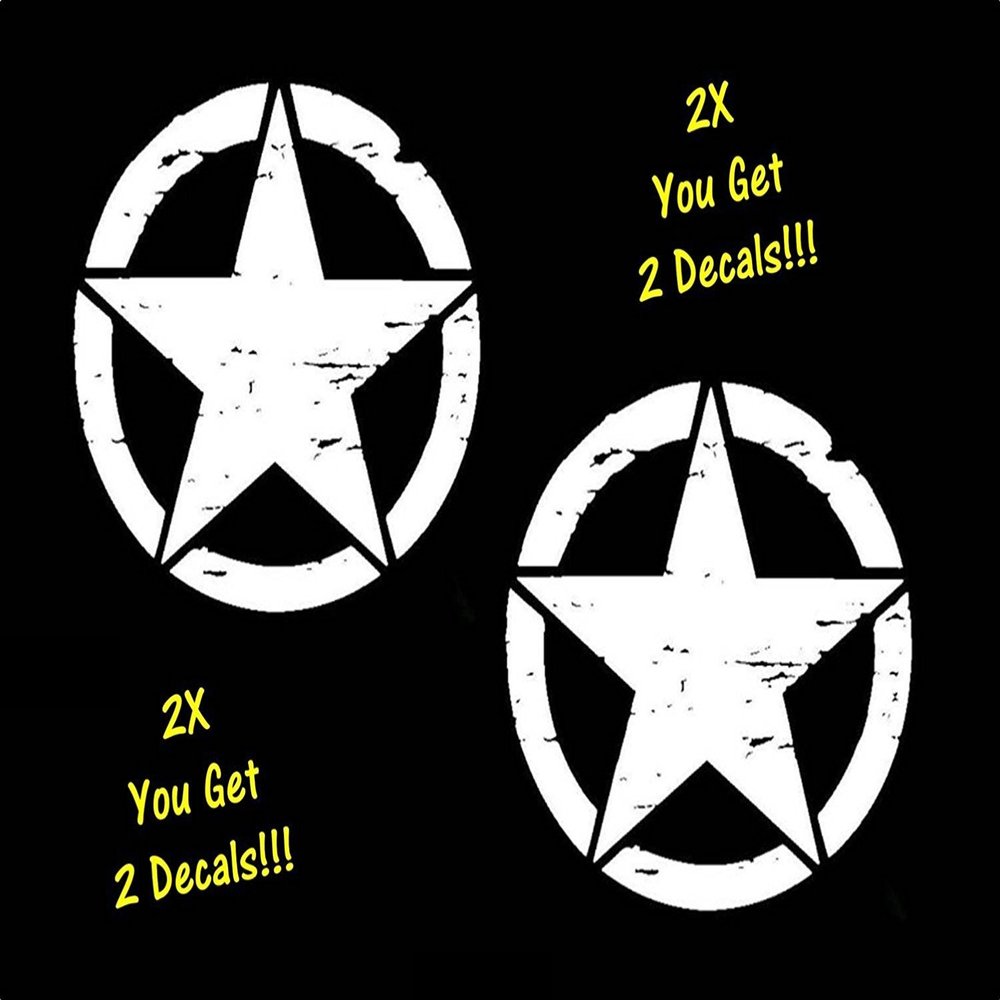 Bluegrass Decals 2-Pack Distressed Stars 5.50 Inches x 5.50 Inches White Vinyl Military Decal Sticker