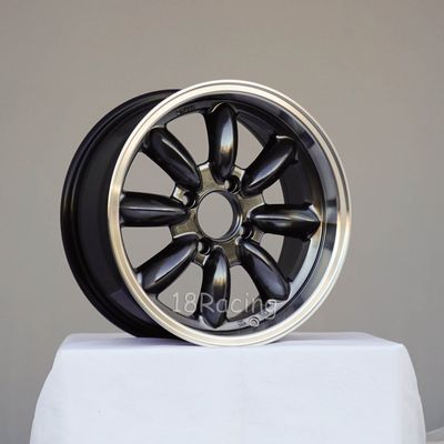 4 PCS ROTA RB WHEELS 15x6 PCD:4x95.25 OFFSET:25 HB:73 HYPERBLACK WITH POLISH LIP