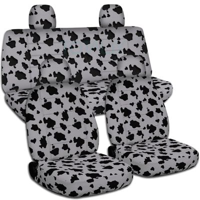 Totally Covers Compatible with 2012-2018 Volkswagen VW New Beetle/Bug A5 Animal Print Seat Covers: Silver Cow - Full Set Front & Rear (29 Prints) Split Bench Buckets Airbag
