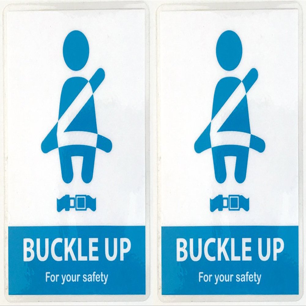 AS PRO (Set of 2) Headrest Decal Buckle Up Reminder Sign Rideshare Display