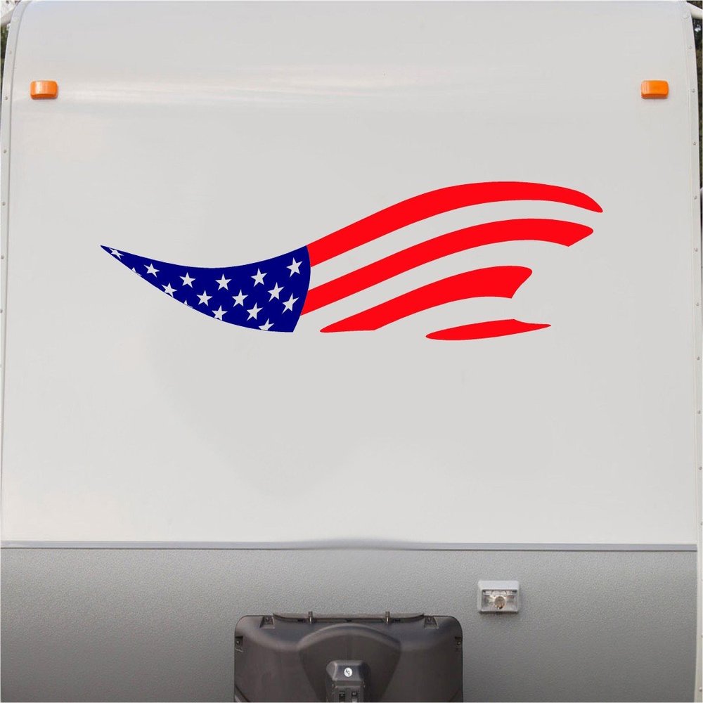 USA Flag Stars and Stripes Motorhome Stripe Kit- RV Stickers - Trailer Stickers- Camper Vinyl Decal- Sticker Graphic- Motorhome Decals- RV Stripe Kit-us003
