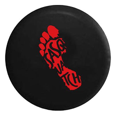 Silver Back Covers Yeti Sasquatch Footprint Bigfoot Hunting Spare Tire Cover fits SUV Camper RV Accessories Red Ink 32 in
