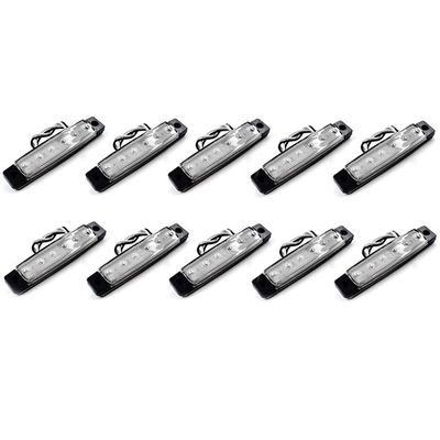 Polarlander 10Pcs 12V 6LED Side Marker Indicators Lights Lamp For Car Truck Trailer Lorry 6 LED Amber Clearence Bus Waterproof White