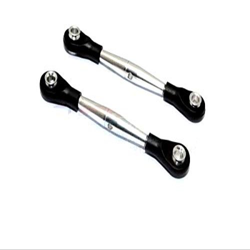 Aluminum 3mm Clockwise And Anticlockwise Turnbuckles With 12.5mm Long Plastic Ends & 5.8X3X6mm Balls (Total Length 59mm-63mm, From Hole To Hole 50mm-54mm) - 1Pr Silver