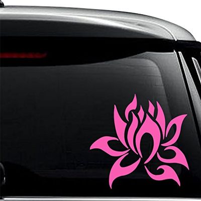 Tribal Art Lotus Flower Decal Sticker For Use On Laptop, Helmet, Car, Truck, Motorcycle, Windows, Bumper, Wall, and Decor Size- [10 inch] / [25 cm] Wide / Color- Gloss Pink