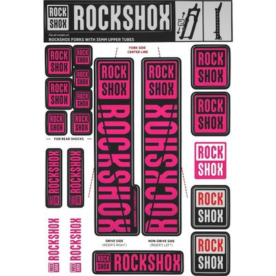 RockShox 35mm Magenta Decal Kit - Color-Matching Fork Graphics with Fresh Clean Sticker Technology for Custom Bike Styling