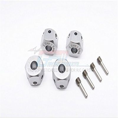 Aluminum Universal Hex Adapter 12mmx9mm - 4Pcs Set Gray Silver