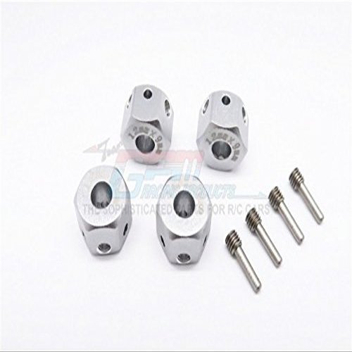 Aluminum Universal Hex Adapter 12mmx9mm - 4Pcs Set Gray Silver
