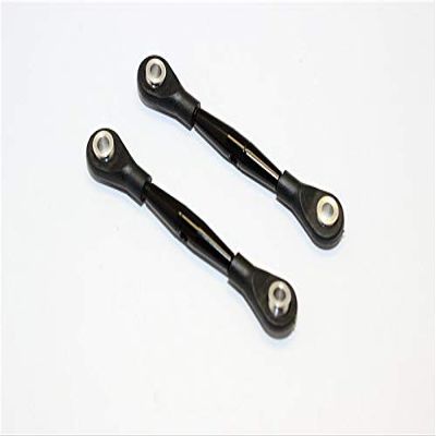 Aluminum 3mm Clockwise And Anticlockwise Turnbuckles With 12.5mm Long Plastic Ends & 5.8X3X6mm Balls (Total Length 59mm-63mm, From Hole To Hole 50mm-54mm) - 1Pr Black