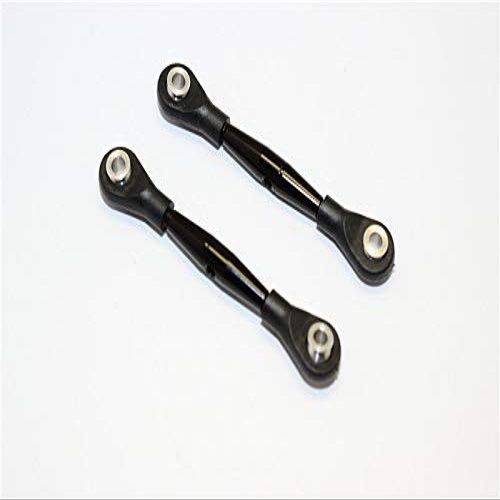 Aluminum 3mm Clockwise And Anticlockwise Turnbuckles With 12.5mm Long Plastic Ends & 5.8X3X6mm Balls (Total Length 59mm-63mm, From Hole To Hole 50mm-54mm) - 1Pr Black