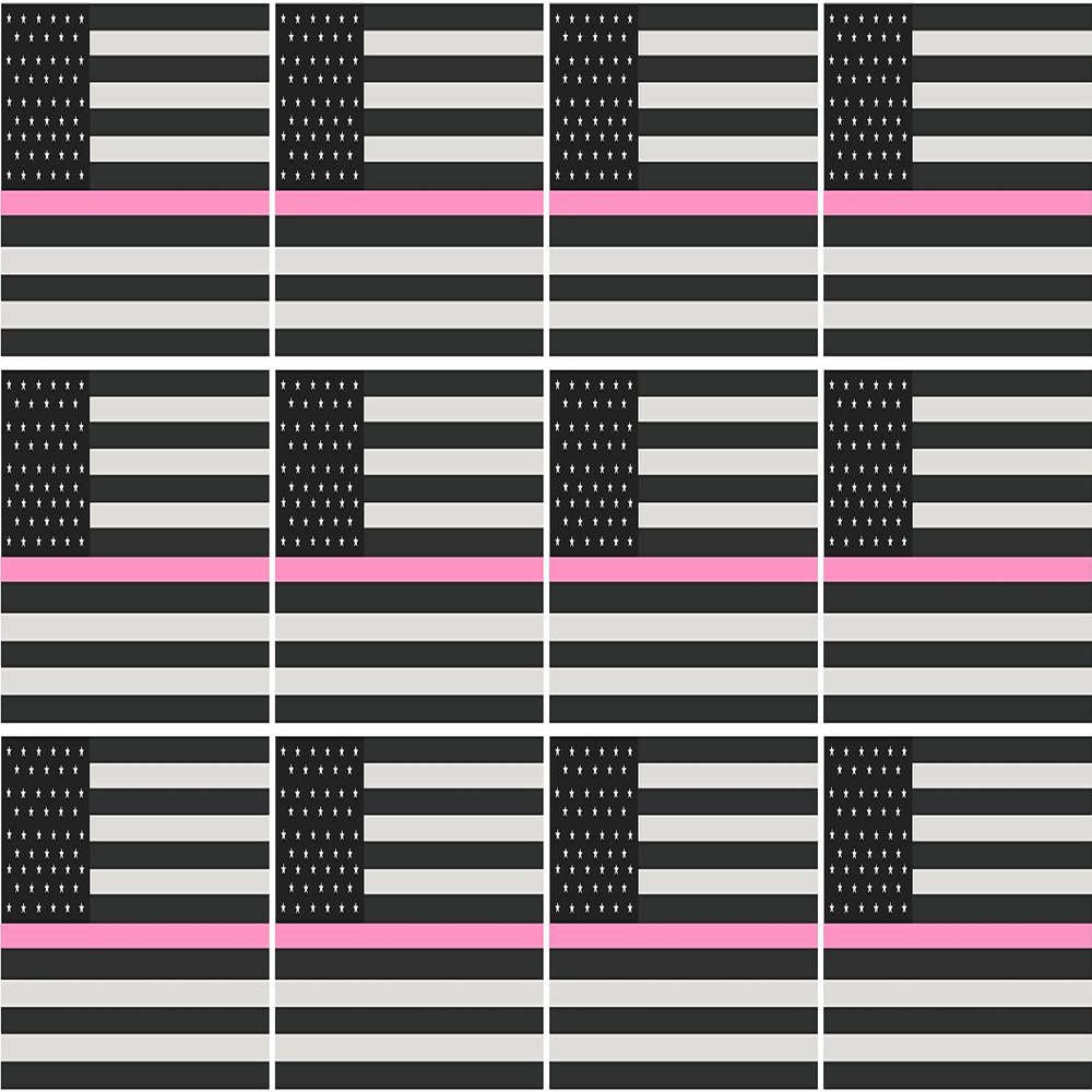 12 Pack 2" Thin Pink Line American Subdued Flag Decal Set USA Breast Cancer Awareness Sticker