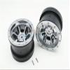 Aluminum 6 Poles Beadlock & Nylon Wheels Frame For 2.2'' Tire - 1Pr Gray Silver view 1