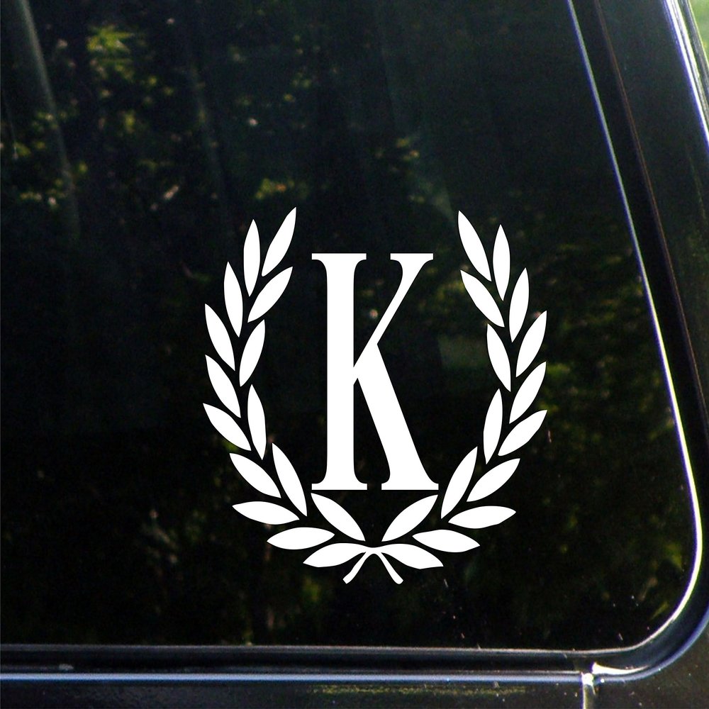 Sweet Tea Decals Letter K, Medium Size, Decorative Monogram - 6-3/4" x 5-3-/4"- Vinyl Die Cut Decal/Bumper Sticker for Windows, Trucks, Cars, Laptops, Mailboxes, Tumblers, Glasses. Mugs, Etc.