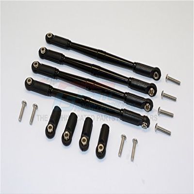 GPM For Traxxas E-Revo Brushless/Summit/Revo/Revo 3.3 Upgrade Parts Aluminum Front/Rear Anti-Clockwise Thread Link Rod? - 4Pcs Set Black