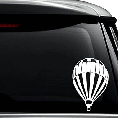 Hot Air Balloon Ride Decal Sticker For Use On Laptop, Helmet, Car, Truck, Motorcycle, Windows, Bumper, Wall, and Decor Size- [6 inch] / [15 cm] Tall / Color- Gloss White