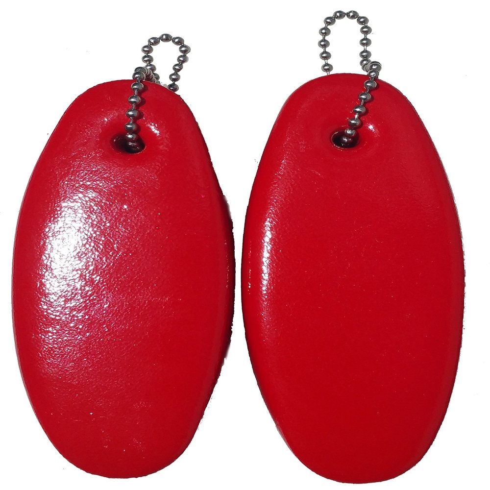 JQuad 2 Pack Jumbo Vinyl Coated RED Floating Keychain Key Floats -Made in The USA- (Red)