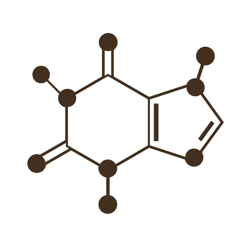 Applicable Pun Caffeine Molecule Coffee Energy - Chemical Compound Skeletal Formula - Vinyl Decal for Outdoor Use on Cars, ATV, Boats, Windows and More - Brown 9 inch