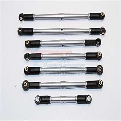 GPM for Arrma Nero 6S BLX (AR106009, AR106011) & Fazon 6S BLX (AR106020) Upgrade Parts Aluminum Tie Rods - 7Pc Set Gray Silver