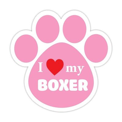 I Love My Boxer Pink Bumper Sticker Vinyl Decal 5"X 5"